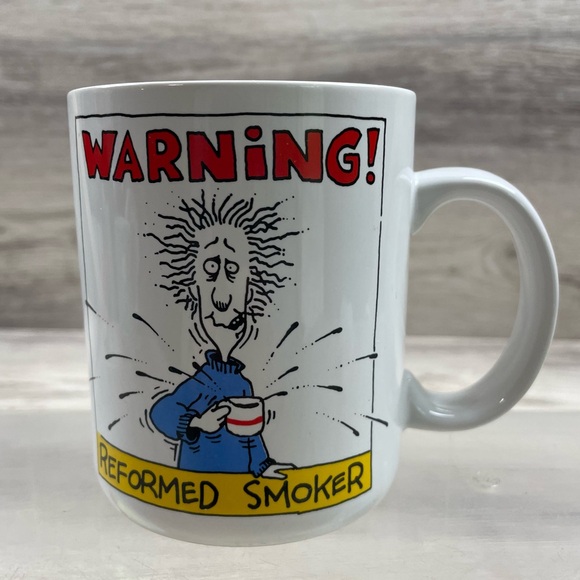 Hallmark Shoebox Greetings Vintage 1986 Warning Reformed Smoker Coffee Mug Cup - Picture 1 of 6